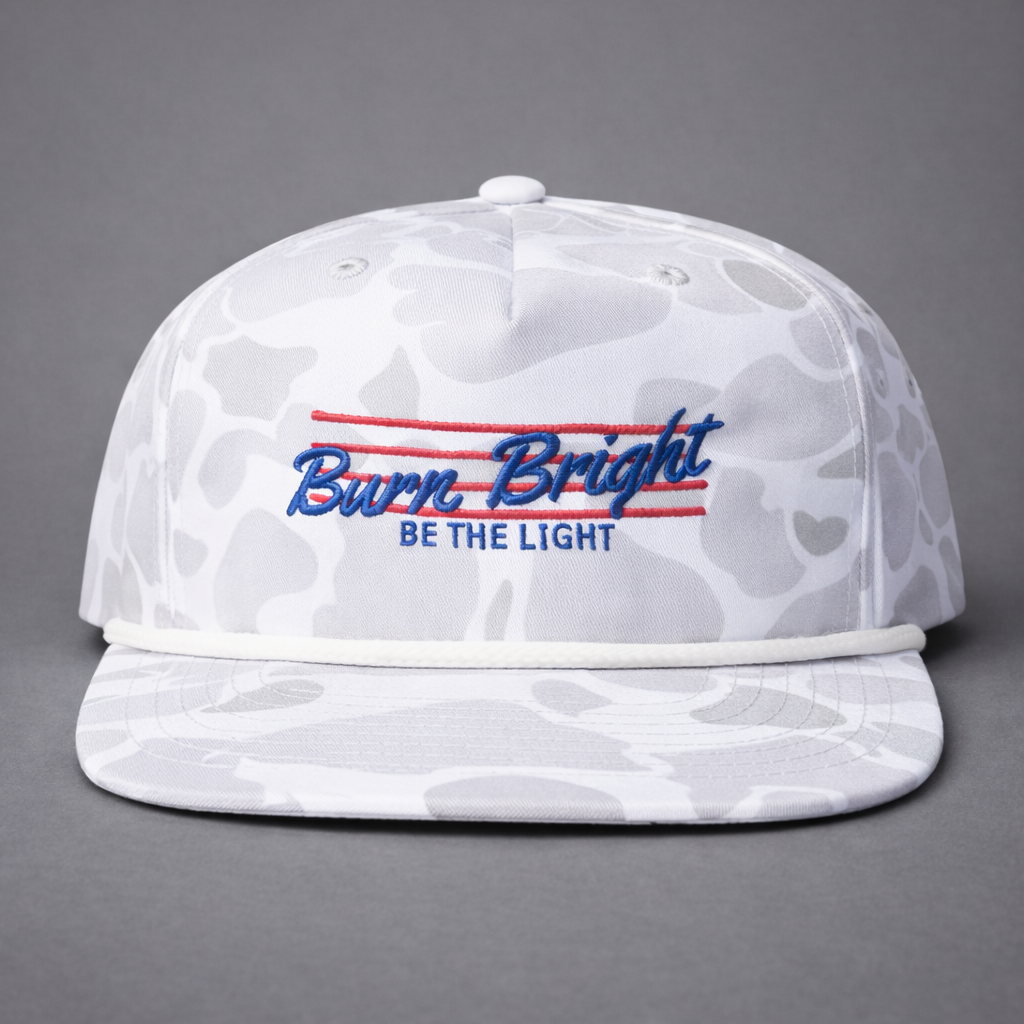 Burn Bright “Be the Light” White Camo Hat