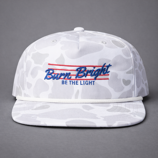 Burn Bright “Be the Light” White Camo Hat